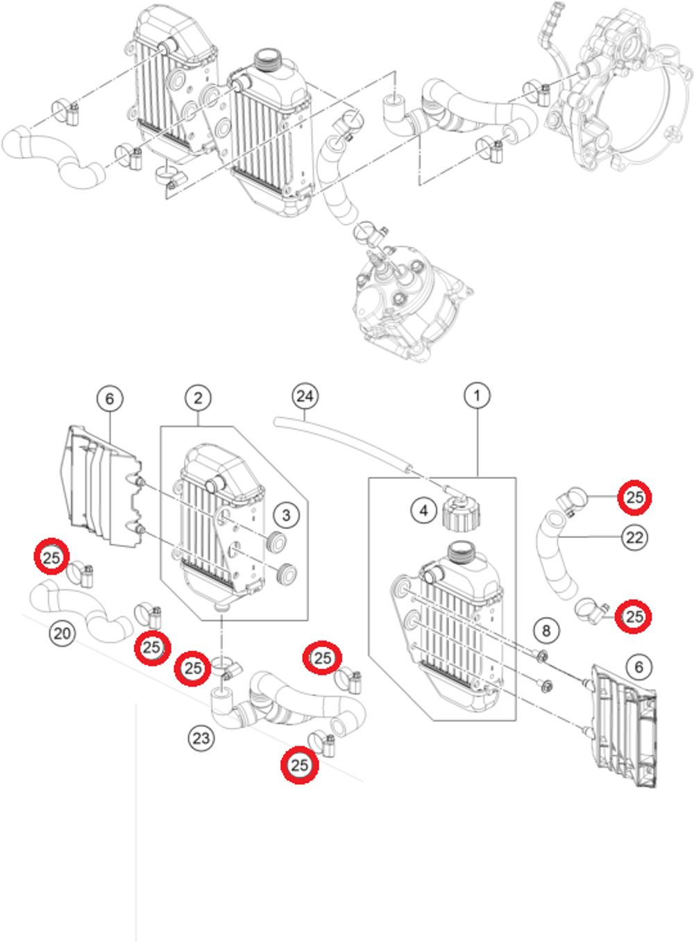 Хомут шланга радиатора KTM, HQV, GASGAS 14-24