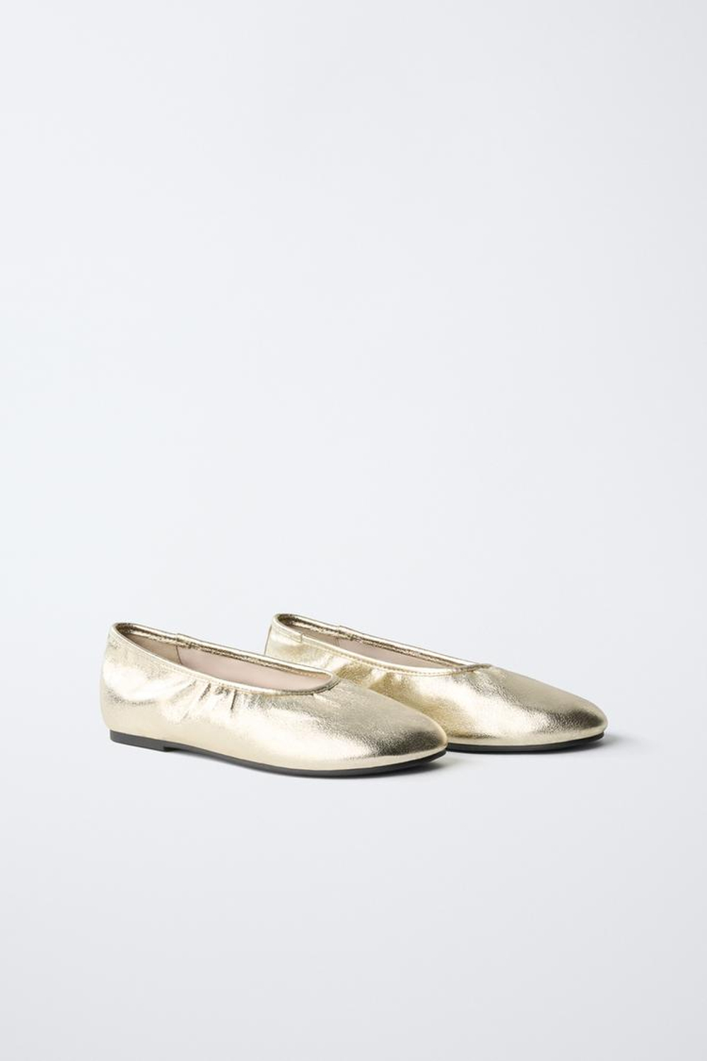 ZARA БАЛЕТКИ С МЕТАЛЛИЧЕСКИМ БЛЕСКОМ, ЗОЛОТИСТЫЙ