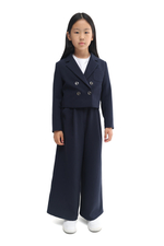 Укороченный двубортный жакет Dark blue