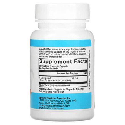 Антиоксиданты Advance Physician Formulas, Inc., R-липоевая кислота, 50 мг, 60 капсул