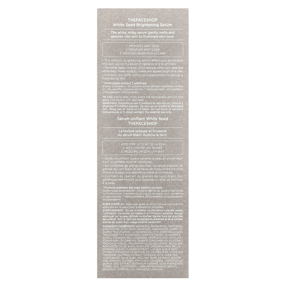 The Face Shop, White Seed, осветляющая сыворотка с ниацинамидом, 50 мл (1,69 жидк. Унции)