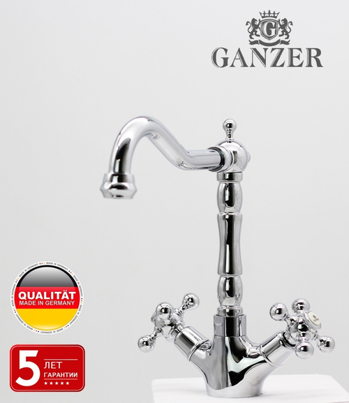 09122 Смеситель 2-ух ручный для кухни "GANZER"  (10/1шт)