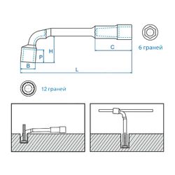 KING TONY (1080-20) Ключ Г-образный торцевой 20 мм