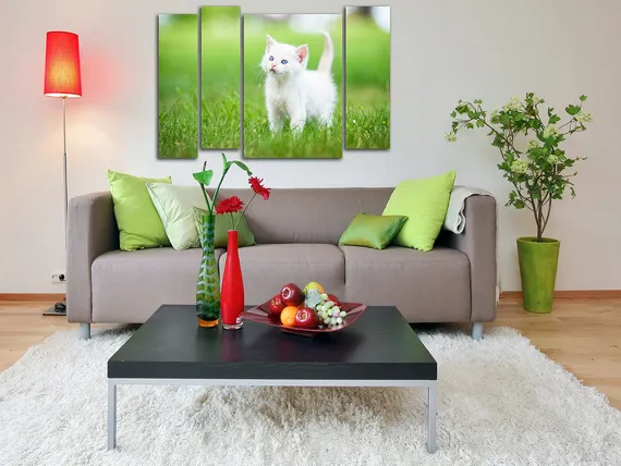 Модульная картина "Белый котенок"