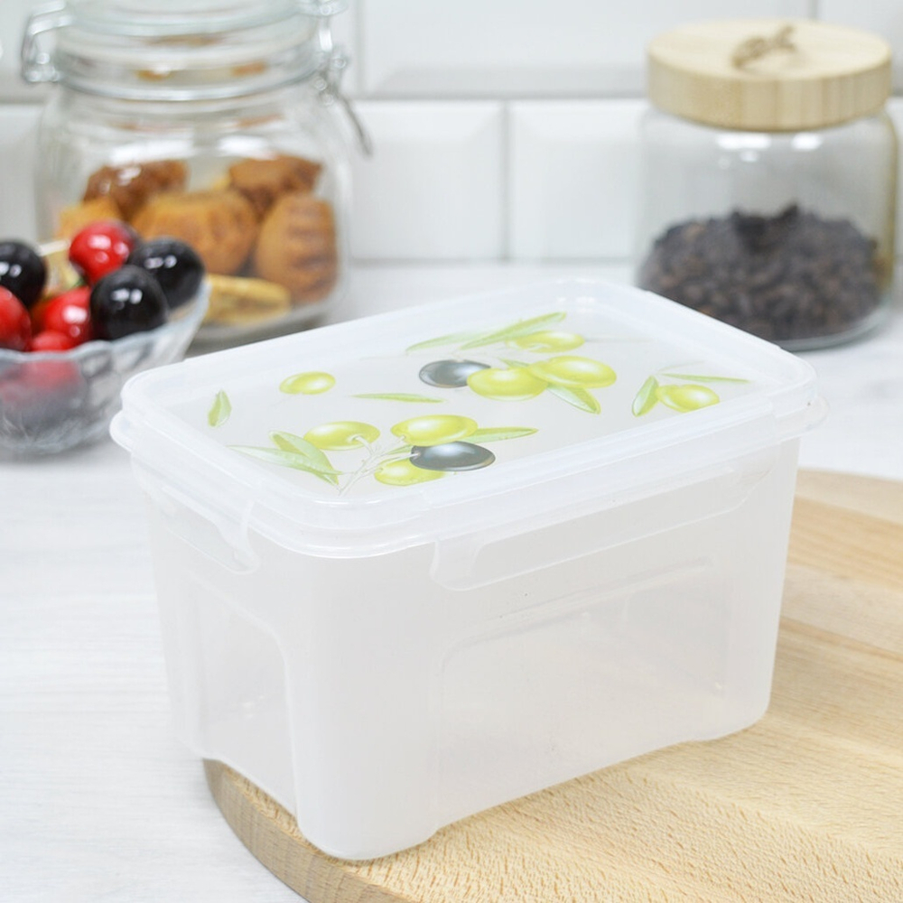 Контейнер 1,1л для СВЧ прямоугольный "Fresh" олива