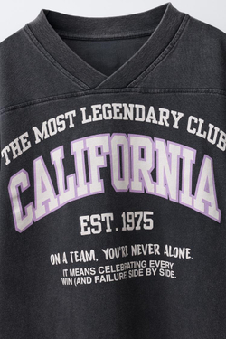 ZARA ФУТБОЛКА С НАДПИСЬЮ, АНТРАЦИТОВО-СЕРЫЙ