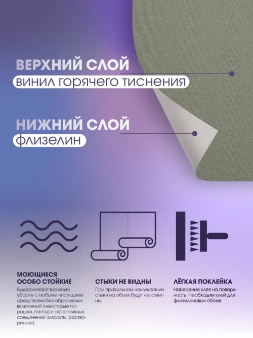 Обои флизелиновые 1,06 RENOWA 38201-05 Pole Текстильный фон Лён Рогожка Матовые Зелёные Метровые