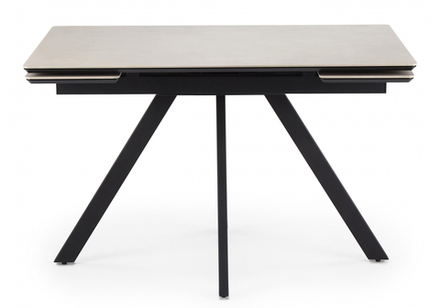 Керамический стол Woodville Вилли 120(180)х80 сarmen light grey, черный, ножки черные