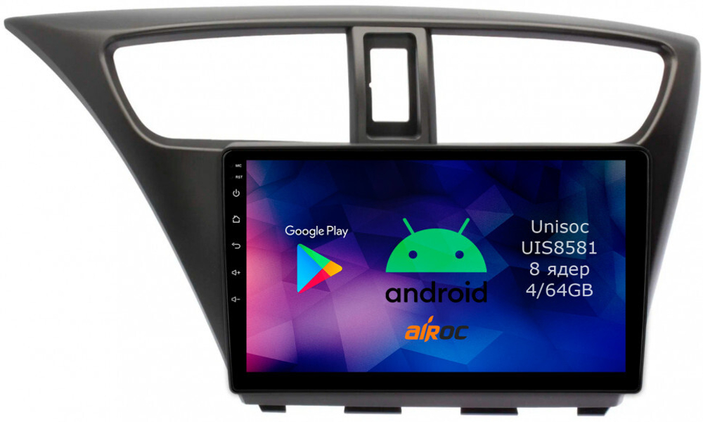 Магнитола для Honda Civic 9 2012-2015 (хэтчбэк) - Roximo RM-1901 Android 12, 8-ядер, 4/64Гб, SIM-слот