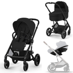 Коляска Cybex Balios S Lux BLK complete Cloud T Peach Pink Plus 3 в 1 Moon Black с дождевиками