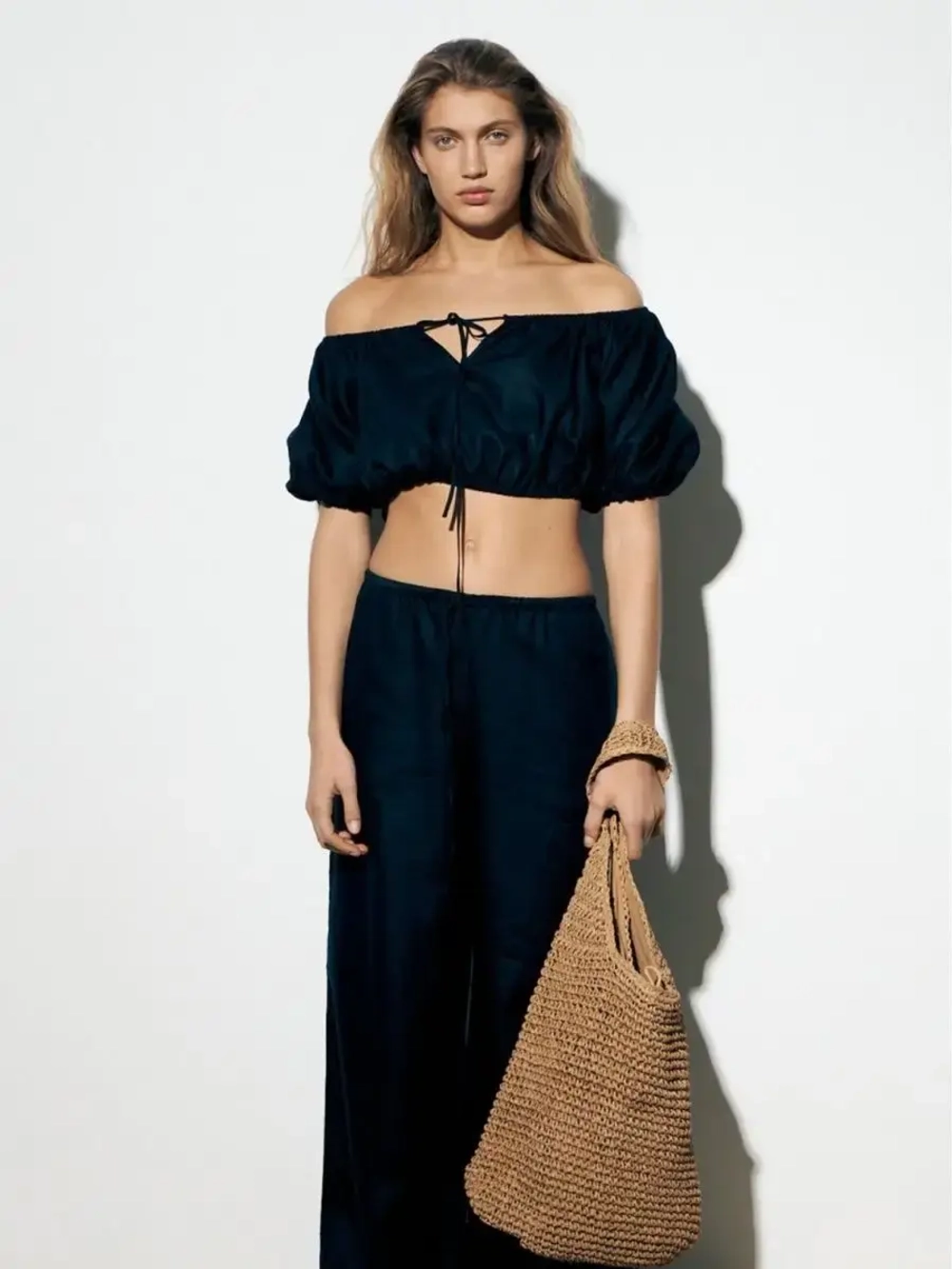 Сумка плетеная тоут соломенная летняя пляжная