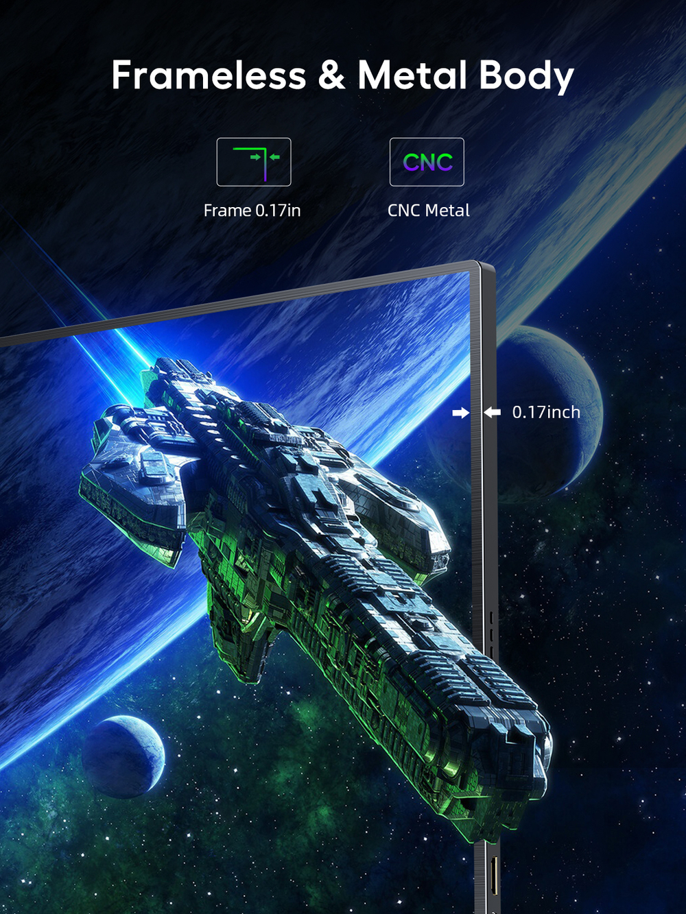 18.5" Портативный монитор с магнитным чехлом Uplays E03 FHD IPS 1920x1080, 120 Гц