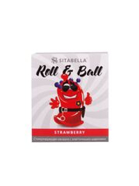 Стимулирующий презерватив-насадка Roll & Ball Strawberry