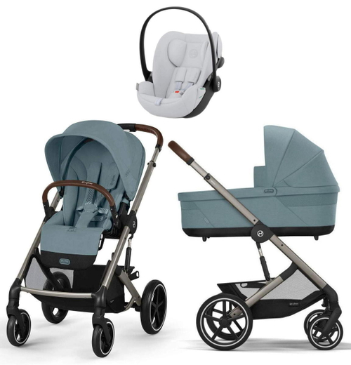 Коляска Cybex Balios S Lux TPE 2025 Cloud G i-Size Fog Grey 3 в 1 Stormy Blue с дождевиками