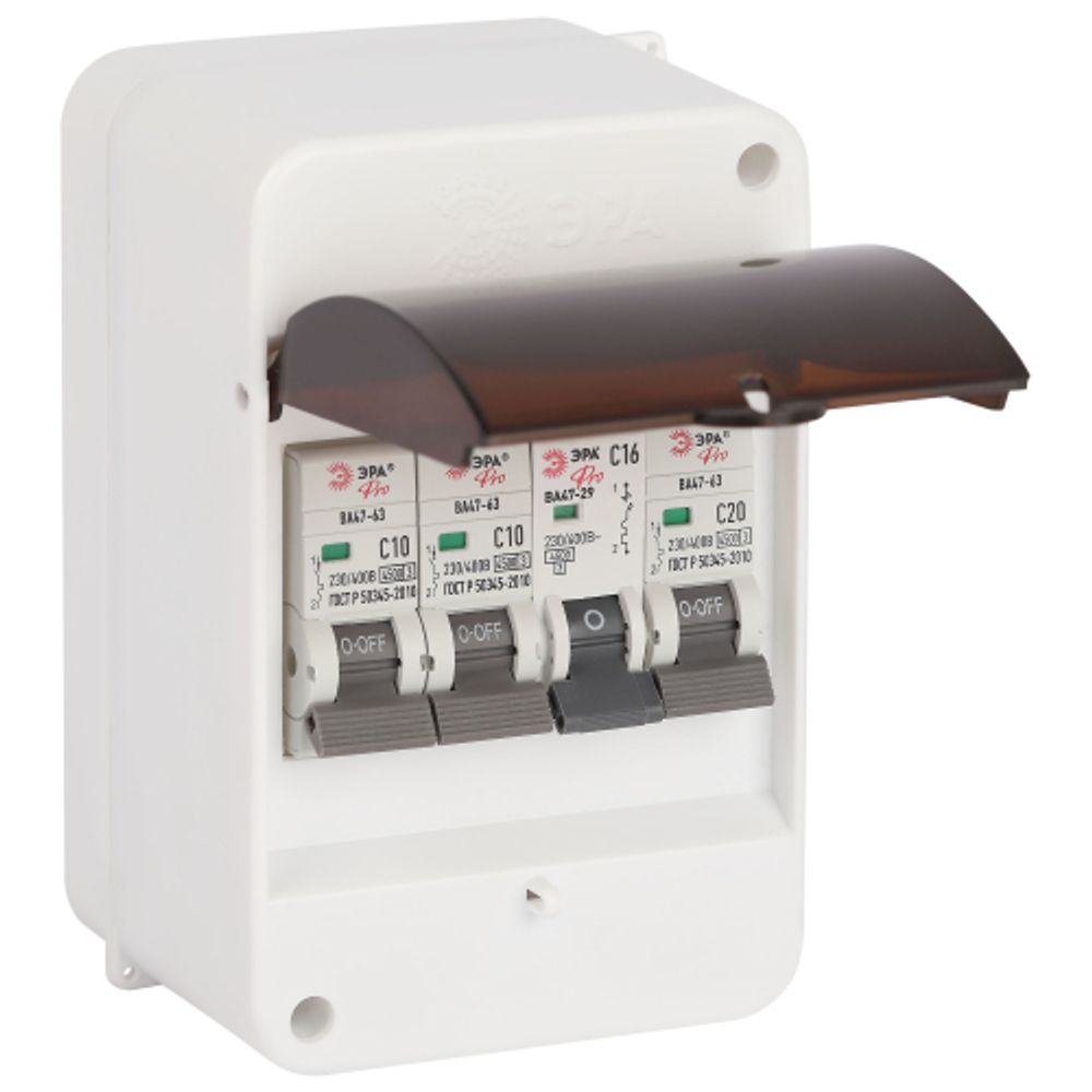 Корпус пластиковый навесной ЭРА SIMPLE КМПн 1/4 IP30 прозрачная крышка белый