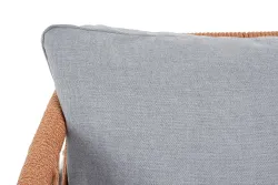 "Диего" кресло плетеное из роупа, каркас алюминий светло-серый (RAL7035) муар, роуп оранжевый меланж круглый, ткань светло-серая