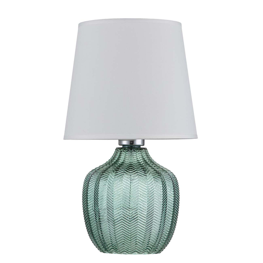 Настольный светильник 1х40Вт E27, стекло/ткань, зеленый