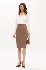 4902 Юбка женская (коричневый клетка)