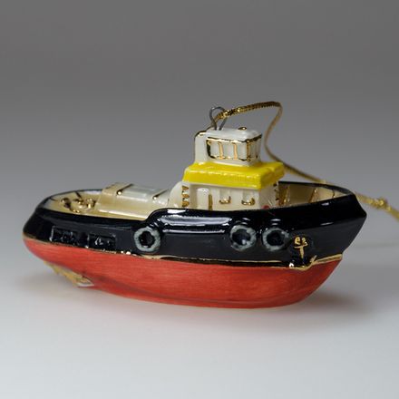 Фарфоровая ёлочная игрушка Буксир