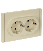 FORTE&PIANO Розетка 2-местная с заземлением с защитными шторками безвинтовое крепление 16А FP423 ваниль IEK