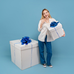 Бант-шар в синем цвете, металлик, 21 см/ 36 см