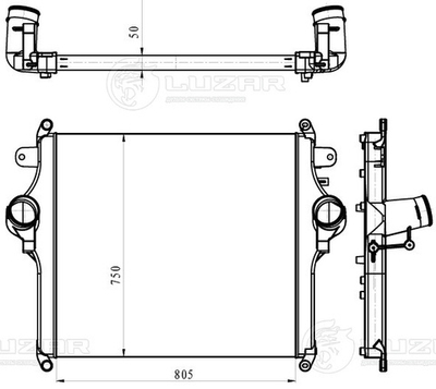 LRIC 0792 -  ОНВ (радиатор интеркулера) для а/м КАМАЗ 54902, 6595/65658 (с двиг. 689, 910) сердц. 750мм