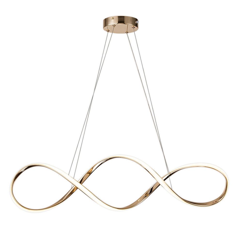 Подвесной светодиодный светильник 60Вт, 4655лм, 3000-6000K, Ra>80, плавная регулировка мощности, изменение цветовой температуры, ночник, пульт, металл/силикон, золото