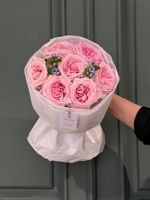 Моно букет из одноголовой розы и оксипеталума