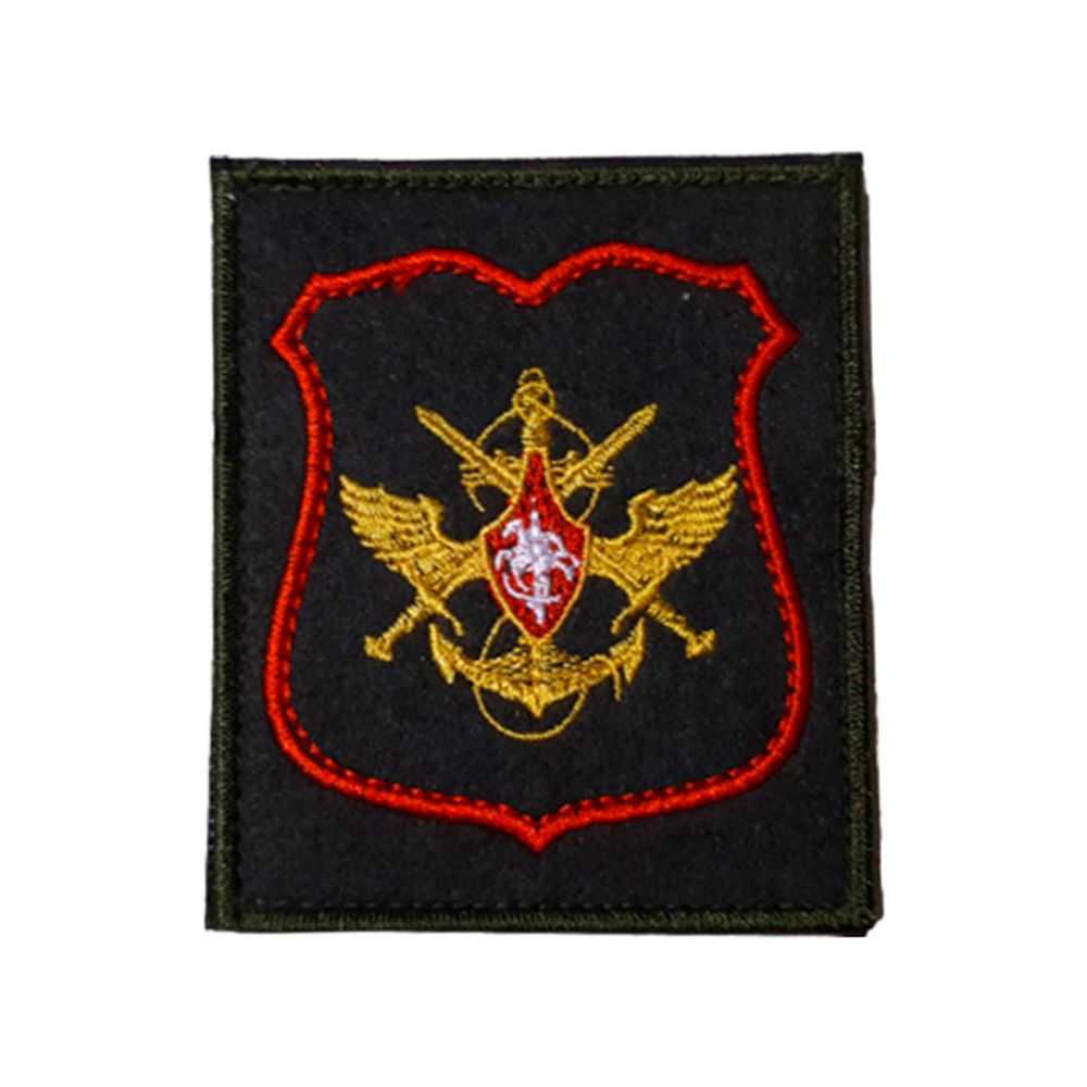Шеврон нарукавный ВМФ (черный,белый якорь,красный кант)