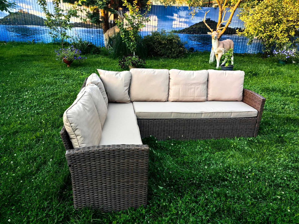 Обеденная группа плетеной мебели Албания + диван Анкор Brown