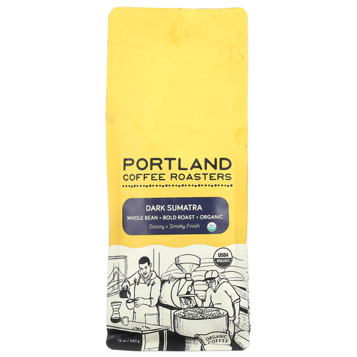 Portland Coffee Roasters, Organic Coffee, Dark Sumatra, цельные зерна, жирной обжарки, 340 г (12 унций)