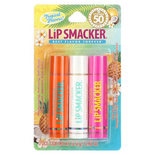 Lip Smacker, бальзам для губ, тропические фрукты, 3 шт. в упаковке, 12 г (0,42 унции)