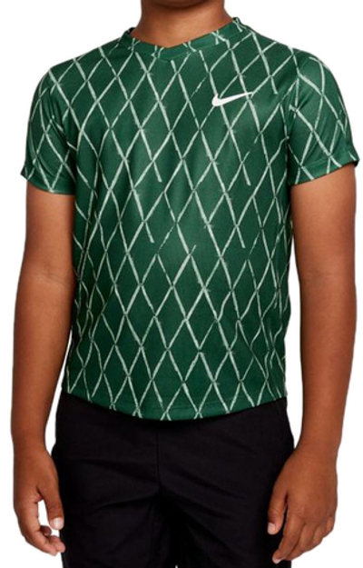 Футболка для мальчика теннисная Nike Court Dri-Fit Victory SS Top Printed - gorge green/white