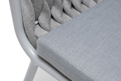 "Монако" стул плетеный из роупа, каркас алюминий светло-серый (RAL7035) муар, роуп светло-серый 40 мм, ткань светло-серая