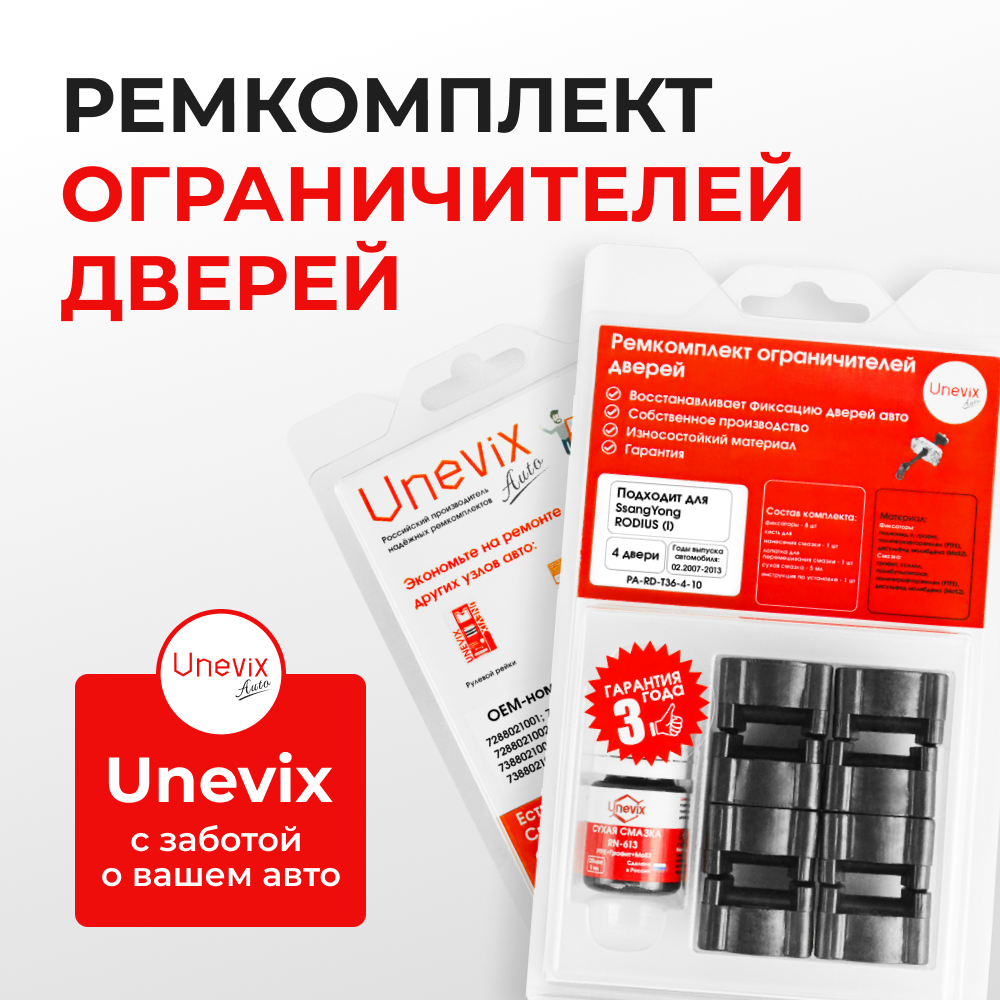 Ремкомплект ограничителей дверей SsangYong RODIUS (I) с 01.02.2007 AJ (4 двери, тип 36) 01.02.2007-2013