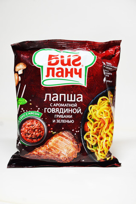 Лапша быстрого приготовления "Биг Ланч" Говядина с грибами и зеленью 75гр