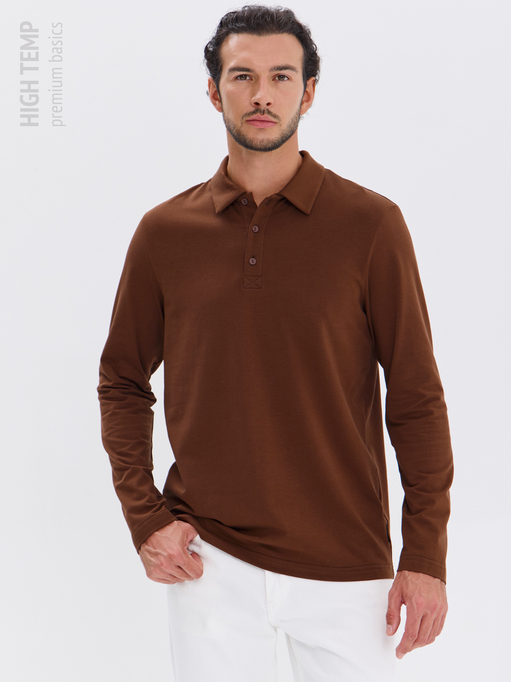Повседневный базовый лонгслив поло