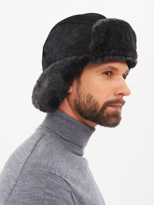 Шапка ушанка зимняя Енисей ткань Замша цвет Черный