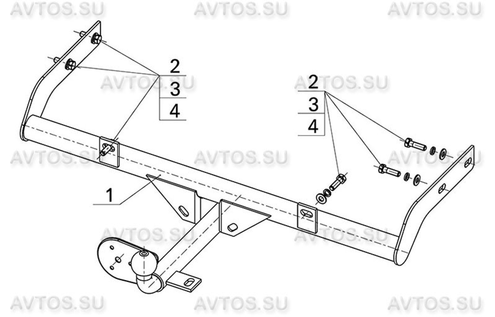 Фаркоп для Datsun on-DO 2014-2020 Тип шара: H (несъемный сварной). Нагрузки: 1000/75 кг, DO 04