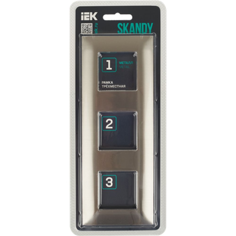 SKANDY Рамка 3-местная SK-F33N металл никель IEK