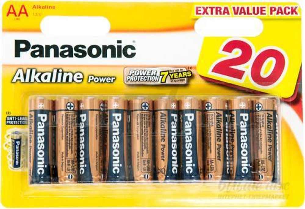 Батарейки Panasonic Alkiline power AA щелочные 20 шт