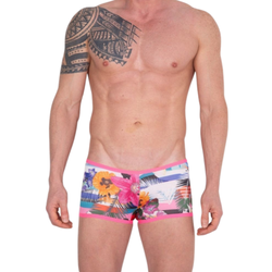 Мужские трусы боксеры розовые с разноцветным принтом Cosmos Colors FR30_PBW