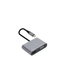 USB-хаб (концентратор) Aopen/Qust Кабель ACU4511 Адаптер USB Type-Cm--&gt;VGA, HDMI 4k*30Hz, USB3.0, PD, Audio, iOpen (Aopen/Qust)[4895182217928]