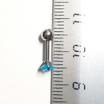Микроштанга ( 6 мм) для пирсинга уха с голубым кристаллом Сердце 4 мм. Медицинская сталь. 1шт.
