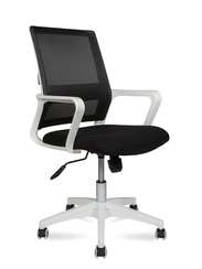 Кресло офисное  Бит LB  белый пластик  черная сетка  черная ткань