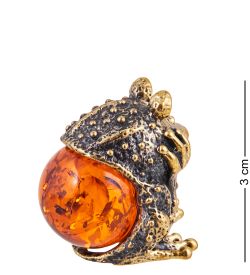 Народные промыслы AM-3692 Фигурка «Лягушка Надоело» (латунь, янтарь)