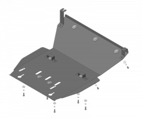 Защита картера Двигателя, Радиатора. 3 мм, Сталь. для Volkswagen Amarok 2016-2022 MOTODOR.12723