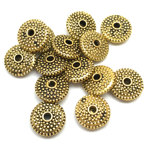 Бусины "Древность" 10х4 мм (10 шт), под золото