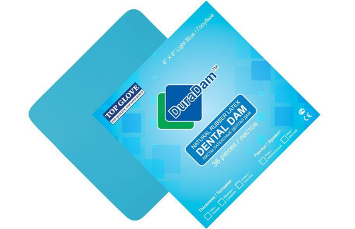 Латексные листы для коффердама DuraDam, синие, без запаха, средние, 36шт. ДураДам