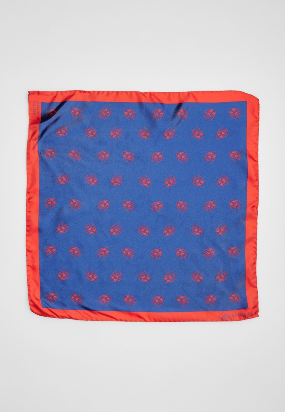 Шелковый платок Ласточка и тюльпан BLUE/RED 45x45